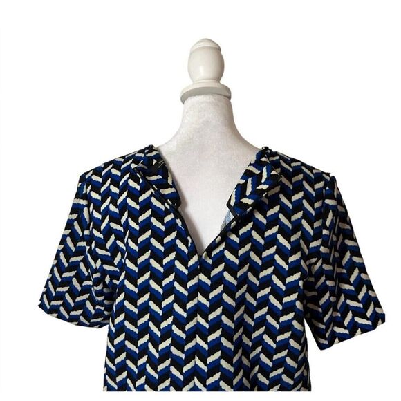 Zara Trafaluc Short Sleeve Geometric Blue Black T-Shirt Dress US Size Small - Picture 5 of 7